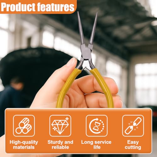 YoRise Mini Needle Nose Plier, Metal Non-Serrated Precision Pliers with Anti-Slip Grip Handle, Auto Long Nose Plier Accessory for Bending Wires, Jewelry Making, and Small Object Gripping(Needle) - size: Needle