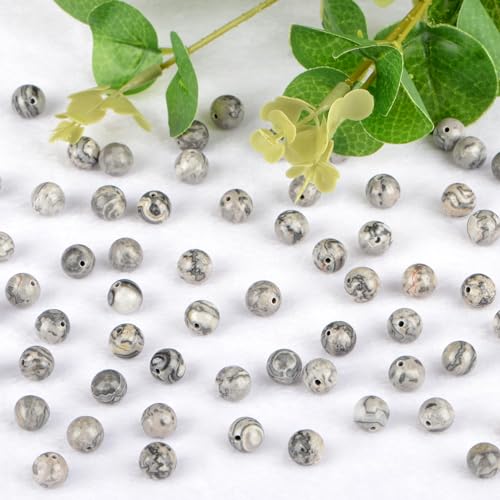 4mm 200pcs Natural Stone Round Beads Map Jasper Genuine Stone Beading Loose Gemstone DIY Charm Smooth Beads for Bracelets Necklaces Earrings Hole Size 1mm (Map Jasper 4mm) - color: Map Jasper, size: 4mm