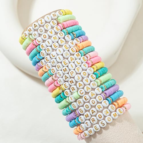 JIASHUYEYE Preppy Bracelets for Teen Girls - Stackable Boho Surfer Friendship Bracelets Set for Little Girls & Women - style: 18Pcs - Inspiration