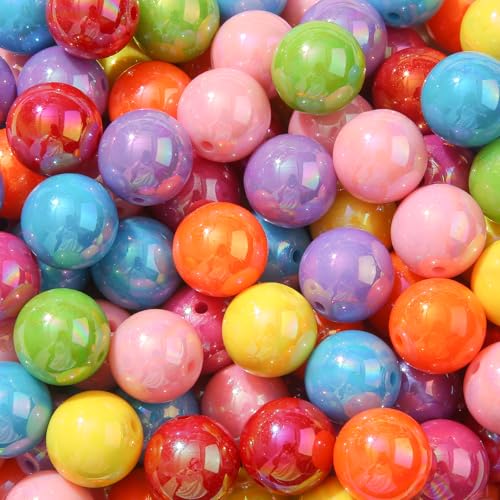 20mm Ab Rainbow Acrylic Beads 180pcs Chunk Bubblegum Bead Color Beadable Pen Ball Beads for Pen Bag Jewelry Making Necklace Bracelets(Rainbow ab) - color: rainbow color