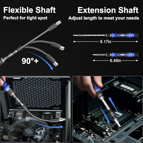 STREBITO 144-Piece Upgraded Electric Screwdriver, Max 0.7 N.m, 120 Magnetic Bits, 5-gear Torque Adjustment, Precision Screwdriver Set, Repair Tool Kit for Tech, Electronics and PC - color: Upgraded-blue