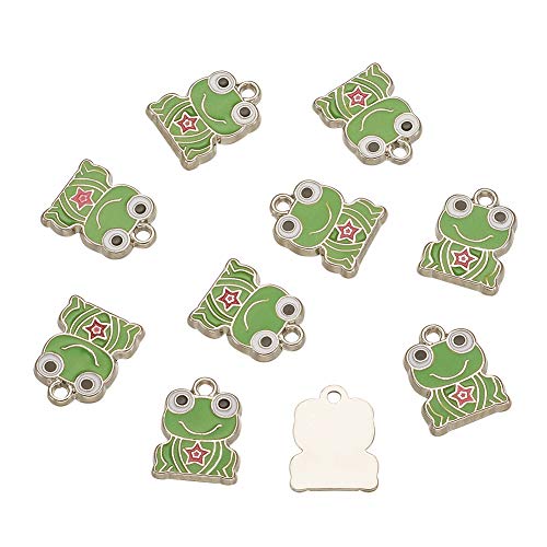 Craftdady Enamel Dangle Charms Pendant Food Animal Flower Cute Charms Colorful Metal Fruit Pendants Hang Ornament for Craft Bracelet Necklace Earring Key Chains Jewelry Making - color: Green Frog