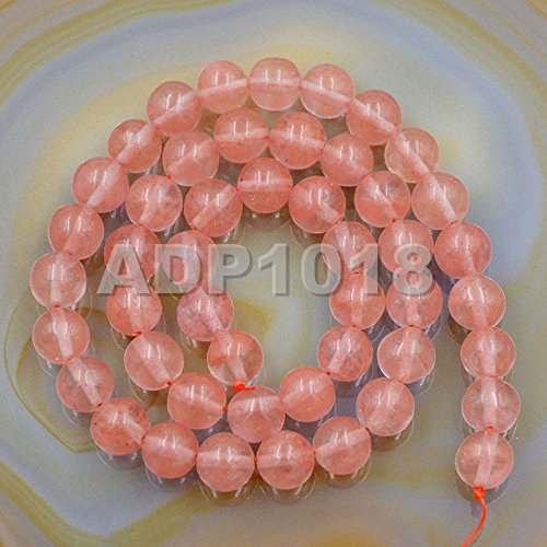 AD Beads Natural Gemstones 8mm Round Loose Beads 15'' ~ 16'' Pick Stone (Smooth Cherry Quartz) - color: Smooth Cherry Quartz