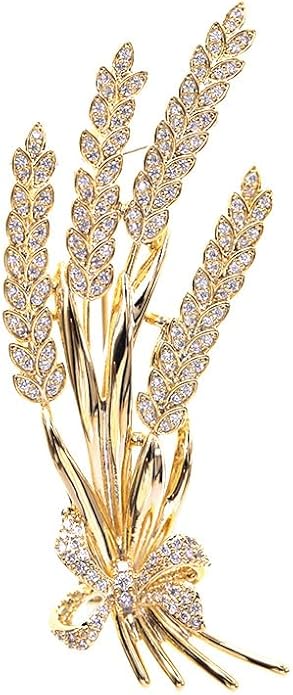 Handmade 14K Gold Bow and Ear Design Brooch, Pastoral Elegant Wheat Design Moissanite Corsage, Delicate Gift for Her