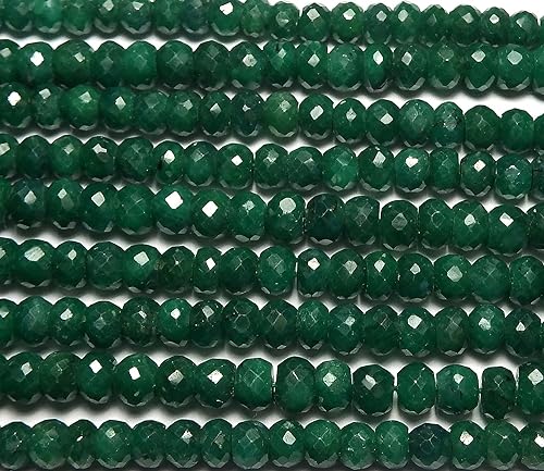 14" Strand Emerald 4mm Faceted Rondelle Gemstone Beads, Loose Stone for Jewelry Making Beads