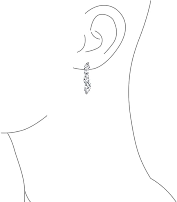 Bridal Jewelry Set Art Deco Vintage Estate Style Cubic Zirconia Marquise Leaf Teardrop AAA CZ Statement Cleavage Choker Necklace & Chandelier Dangle Clip On Or Pierced Earrings For Women Pageant