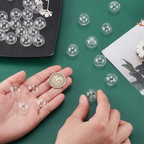 PH PandaHall 30pcs Mini Glass Globes, 0.78inch Small Glass Bottles Orbs Balls Wish Ball Charms Spheres UV Planet Crystal Craft Balls for UV Resin Dice Pendant Charms Earring Making - size: 0.78inch