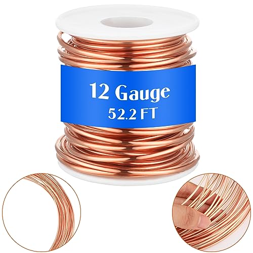 Therwen 12 Gauge Copper Wire for Electroculture, Gardening Plants, Jewelry Making DIY Beading Craft Bendable Solid Bare Copper Wire, 1 Pound Spool(0.080'' Dia, 52.5' Length) - size: 0.080'' Dia, 52.5' Length, style: 12 Gauge