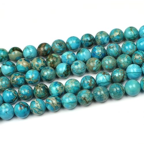 MJDCB 12mm Light Blue Imperial Jasper Gemstone Beads Round Loose Stone Bead for Jewelry Making Bracelets Necklaces - color: Light Blue Imperial Jasper, size: 12mm