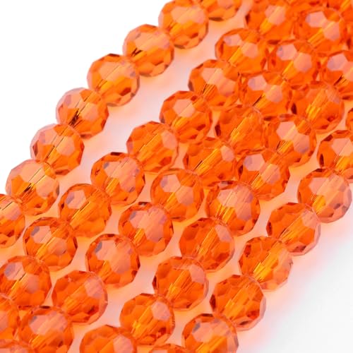 Perlin Czech Bohemian Crystal Glass Beads Faceted Round 4mm 90 Pieces Loose Spacer 1 Strand Beads for DIY Jewelry Earrings Necklace Bracelet Making (Orange) - color: orange