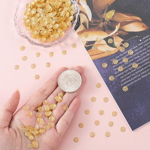 ANCIRS 1000pcs 7mm Spacer Beads Caps for Jewelry Making, Metal Hollow Flower Bead Caps for Bracelet Necklace- Gold - color: Gold-1000pcs-7mm
