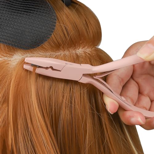 Hair Extension Pliers Kit Microlink Pliers for Extensions Hair Extension Beading Tool Hair Needle Pulling Hook Hair Styling Bead Closer and Remover Pliers - color: 1 Black