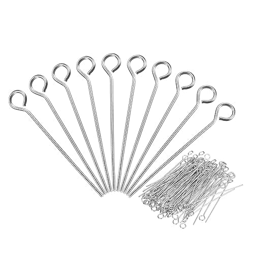 PATIKIL 200Pcs 304 Stainless Steel Jewelry Eye Pins 30mm 22 Gauge Silver Open Eye Pins for Jewelry Making DIY Craft Necklaces Bracelets Earrings - color: Silver, size: 30mm