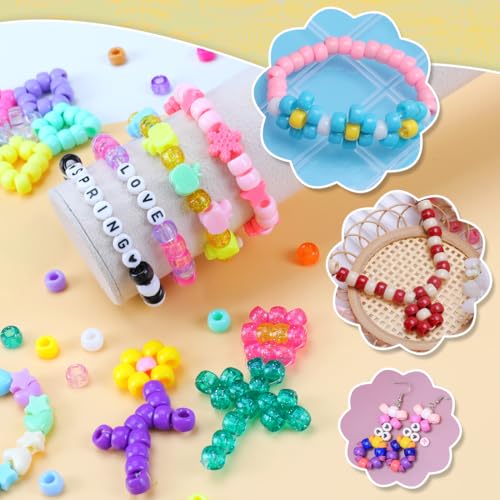 IOOLEEM Black White Solid & Glitter Bulk Pony Beads - 4000pc Kit for Friendship Bracelets & Jewelry Making, Easy Storage - color: Black & White