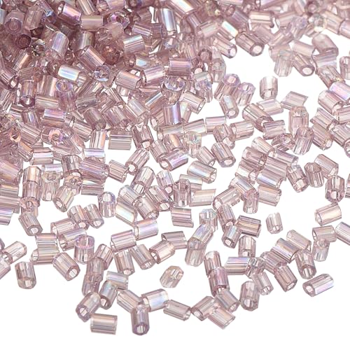 uxcell 1400Pcs Glass Bugle Beads, 1.9x1.5mm Tube Mini Loose Glass Seed Spacer Bead for DIY Earrings Necklaces Bracelets Jewelry Making (Purple) - color: Purple, size: 1.9x1.5mm