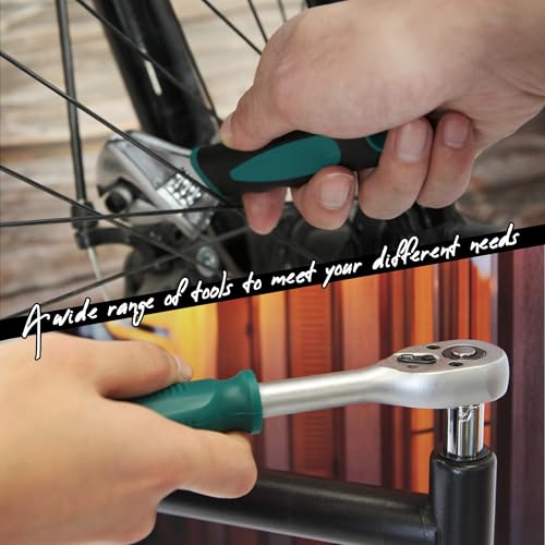 CARTMAN 238-Piece Tool Set with Socket Wrench & Auto Repair Tools Mixed General Household Hand Tool Kit, Green Plastic Toolbox Storage Case Comprehensive DIY, Home & Car Maintenance - color: Green