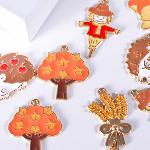 Bulk Gold Enamel Charms for Jewelry Making, Colorful Metal Charms Pendant for Bracelet Necklace and Crafting - color: Thanksgiving Yellow