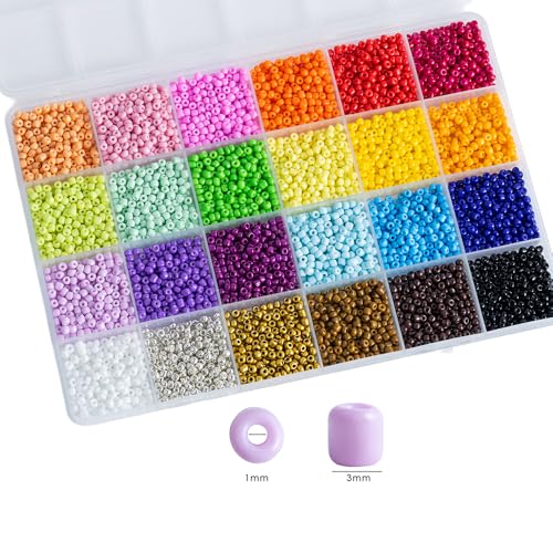Rainbow Color 3mm Seed Beads, 5200Pcs Glass Seed Beads Kit with Storage Box for DIY Necklace Bracelet Crafts - color: Rainbow