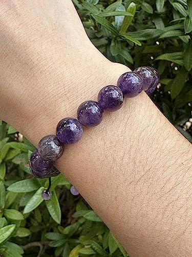 GAF TREASURES Grade A ++ Gemstone Round Bead Adjustable Bracelet 10mm, Genuine Crystal Bead Bracelet, Gift for Men & Women - color: Amethyst