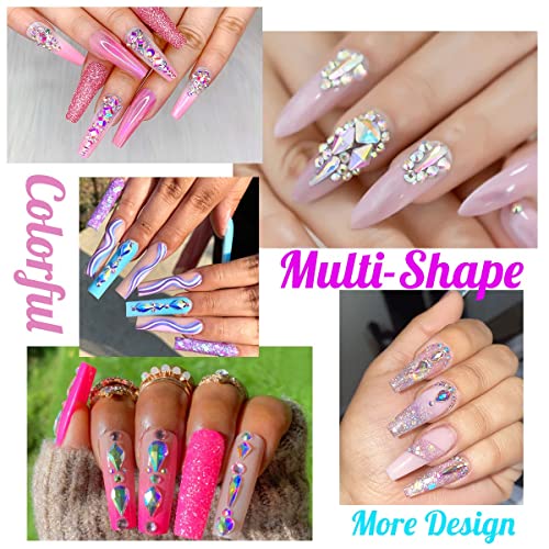 qiipii 4080Pcs Crystal AB Nail Rhinestones Multi Shapes Flatback Crystal White AB Gems Round Beads K9 Glass Stones Diamonds jewels Nail Art Supplies Nail Charms for Nails Faces Eyes Makeup DIY Crafts - color: Crystal AB, size: B Set