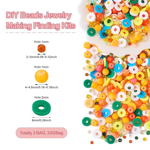 BB Beadthoven 6mm Clay, Glass, Plastic Disc Beads for Jewelry Making - Orange (4 Pieces) - color: Orange