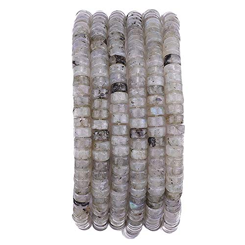 BEADIA Natural Spectrolite Spacer Beads Caps Loose Semi Gemstone for Beading Jewelry Making 4mmx2mm 38cm - color: Spectrolite, size: Round 4mm x 2mm