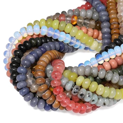 Songxi 5x8mm Natural Blue Aventurine Stone Rondelle Beads, 75PCS Spacer Round Loose Abacus Beads for Jewelry Making, Gemstone for Bracelet Necklace Earrings, Arts and Crafts - color: Blue Aventurine