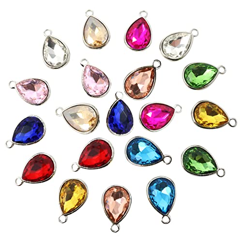 Honbay 20PCS 10x14mm Alloy Glass Crystal Waterdrops Teardrops Charms Pendant for Necklaces, Bracelets, Earrings, Jewelry Making and DIY Crafts - color: Mixed 10 Colors