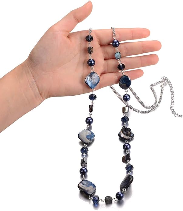 PEARL&CLUB Long Beaded Necklaces For Women - Sweater Chain Fashion Jewelry Necklace Gifts For Women