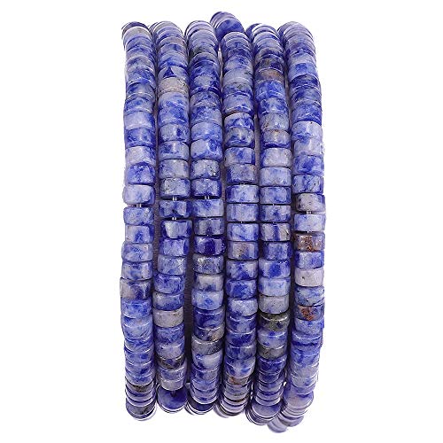 BEADIA Natural Blue Sodalite Spacer Beads Caps Loose Semi Gemstone for Beading Jewelry Making 4mmx2mm 38cm - color: Blue Sodalite, size: Round 4mm x 2mm