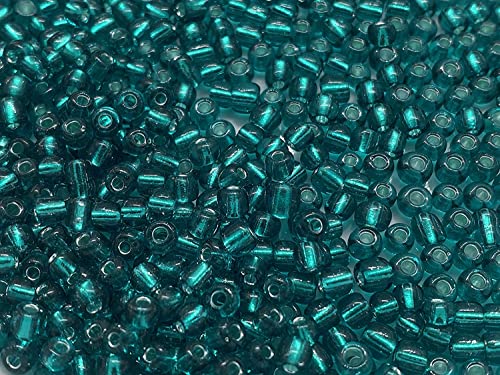 Large Czech Glass Seed Beads Crystal Aqua Silver Lined Size:6/0 40 gr / 1.4 oz… (Aqua Silver Lined) - color: Aqua Silver Lined