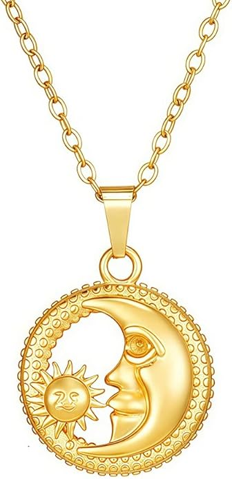 PINK TOWN Sun Necklace for Women Vintage Bohemian Spiral Sun Pendant Necklace Unique Gold Statement Sun Necklace Boho Style Jewelry
