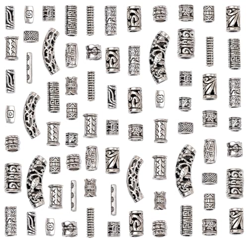 stino Silver Metal Tube Spacer Beads for Jewelry Making, Bracelet Earrings Necklace Findings & Supplies 512 (Tube （70Pcs）) - color: Tube （70Pcs）