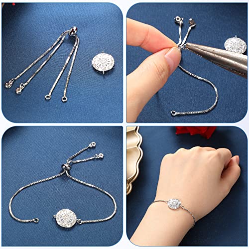 Sureio 10 Pieces Adjustable Slider Bracelet for Jewelry Making Bracelet Chains for DIY Jewelry Making Findings Extender Chains with Rhinestones Ends for Women (Silver and Gold) - color: Silver and Gold