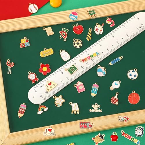 SANNIX 110Pcs Teacher Enamel Charms for Jewelry Making, Student Charms Cute Book Pencil Sports Pendants for DIY Necklace Bracelet Earring Craft Back To School Accessory - style: Back To School
