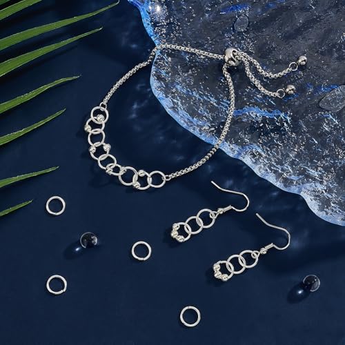 PH PandaHall 925 Sterling Silver Open Jump Rings, 20pcs O Ring Connector Metal O Rings Jewelry Findings for Earring Bracelet Necklace Keychain DIY Craft Jewelry Making, 19 Gauge (OD 8mm, ID 6mm)