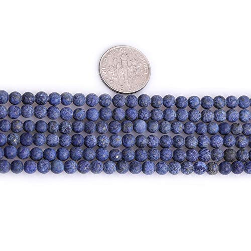 Matte 4mm Natural Blue Lapis Lazuli Beads, 15 inch Strand Frosted Blue Round Stone Gemstone Loose Spacer Beads for Jewelry Making Necklace Bracelets Earrings - color: Blue Lapis Lazuli, size: 4mm