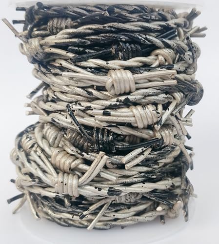 Artificial Barbed Wire Ribbon Trim Real Leather Cord for Party Home Decoration, Gift Boxes, DIY Crafts - 33 Feet Spool by Cords Essentials (Black Pearl) - color: Black Pearl