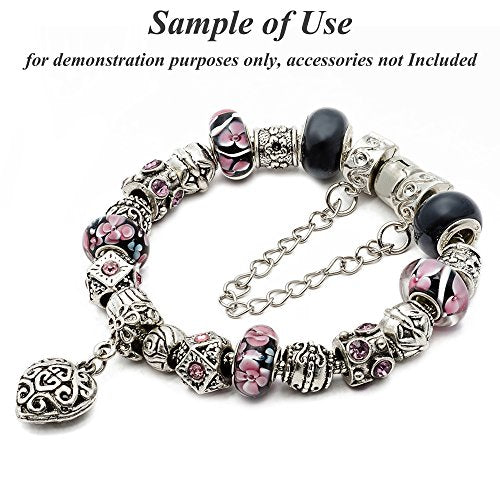 RUBYCA 5pcs 6.3" Silver Color Clasp European Snake Chain Charm Bracelet fit Charm Beads DIY - color: Silver, size: 16 CM