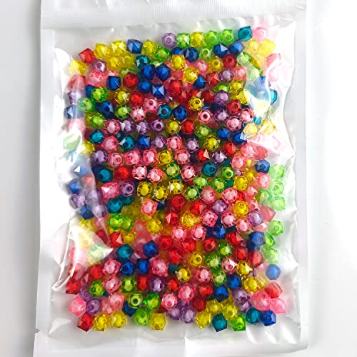 Cube 400pcs Faceted Square Transparent 8mm Glass Crystal Spacer Beads, Round Beads Inside for Jewelry Making (Mixed) - color: White,Rainbow