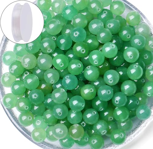 QINJIEJIE 100PCS Green Aventurine Beads 8mm Natural Stone Beads Round Loose Gemstone Bead for Bracelet Beading Crystal Jewelry Making DIY Necklace Earrings 0.32" - color: Green Aventurine, size: 100PCS