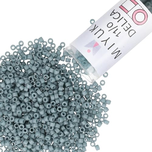 Miyuki Delica Seed Beads – Size 11/0 (1.6 mm), DB0792, Dyed Matte Gray Blue, 7.2 g, Approx. 1440 Beads, Made in Japan - color: DB0792 - Dyed Matte Gray Blue