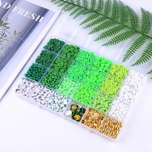 St.Patrick's Day Polymer Clay Beads Bracelet Making kit, 3480pcs 24 Style Cute Fun Beads Charms for Jewelry Necklace Earring Making DIY Accessories for Women Girls - color: C7#St.Patrick's Day