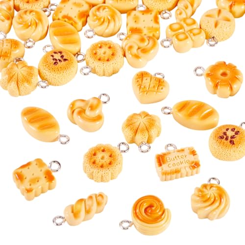Craftdady Resin Plastic Miniature Food Snack Pendants Charms Ice Drink Juice Pendants Cute Bottle Fruit Keychain Charms Hang Ornament for DIY Craft Earring Bracelet Necklace Jewelry Making - color: Yellow Simulated Bread