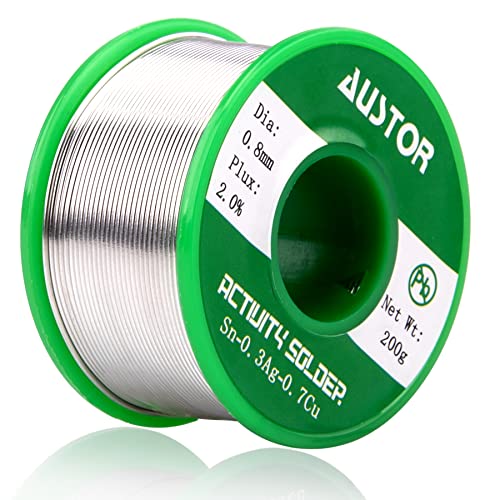 AUSTOR 0.8mm Lead Free Solder Wire with Rosin Core, 200g - size: 0.8mm 200g