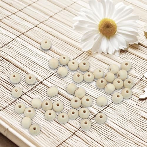 300Pcs Natural Wood Beads, 10mm Small Round Wooden Balls, Unfinished Wooden Beads for Crafts, DIY Jewelry, Dream Catchers - size: 10mm