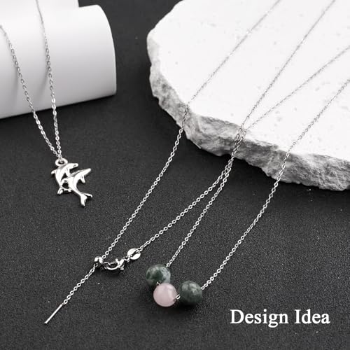 GTVOODX 10pcs Silver Adjustable Necklace Chain Stainless Steel Link Cable Chain Bulk with Needle Threader Lobster Clasps for Jewelry Making - color: Silver Cable