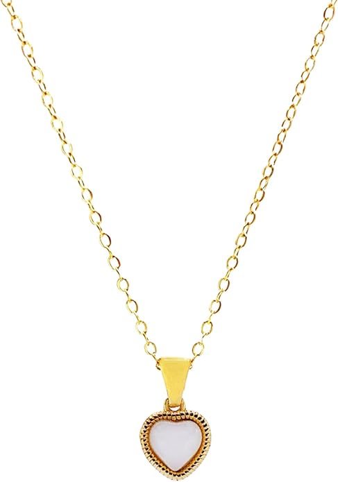 Cute Gold Heart Necklace for Women,18k Gold Plated Cubic Zirconia Charm Necklaces,Stainless Steel Women's Heart Stone Pendant Necklace for Women,16-18 Inches Adjustable Chain,Trendy Jewelry Gifts