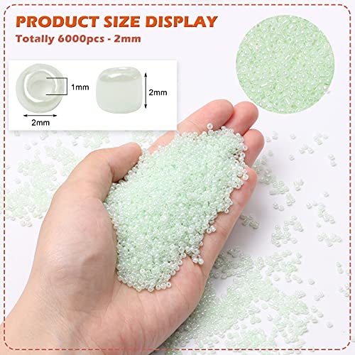 10000pcs 2mm 12/0 Glass Seed Beads - White, Green - Round - Craft Bead - DIY Jewelry Making - color: Green White, size: 2mm
