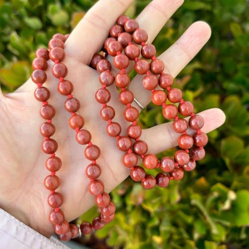 Adabele Premium 108 Mala Beads Malas Necklace - Natural Healing Gemstone Tibetan Buddhist Japa Prayer Meditation Reiki Chakra Stone Quartz Rock Women Men Jewelry - style: Red Jasper
